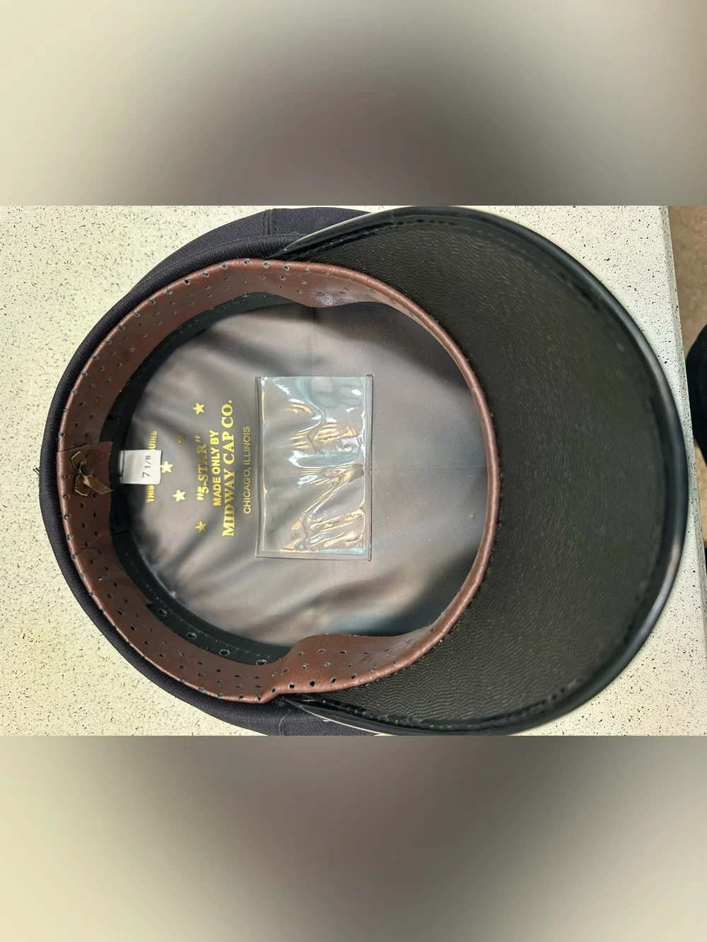 Men's Navy Dress Cap with Gold Band 7 1/8 Midway Cap Co - 2 hats